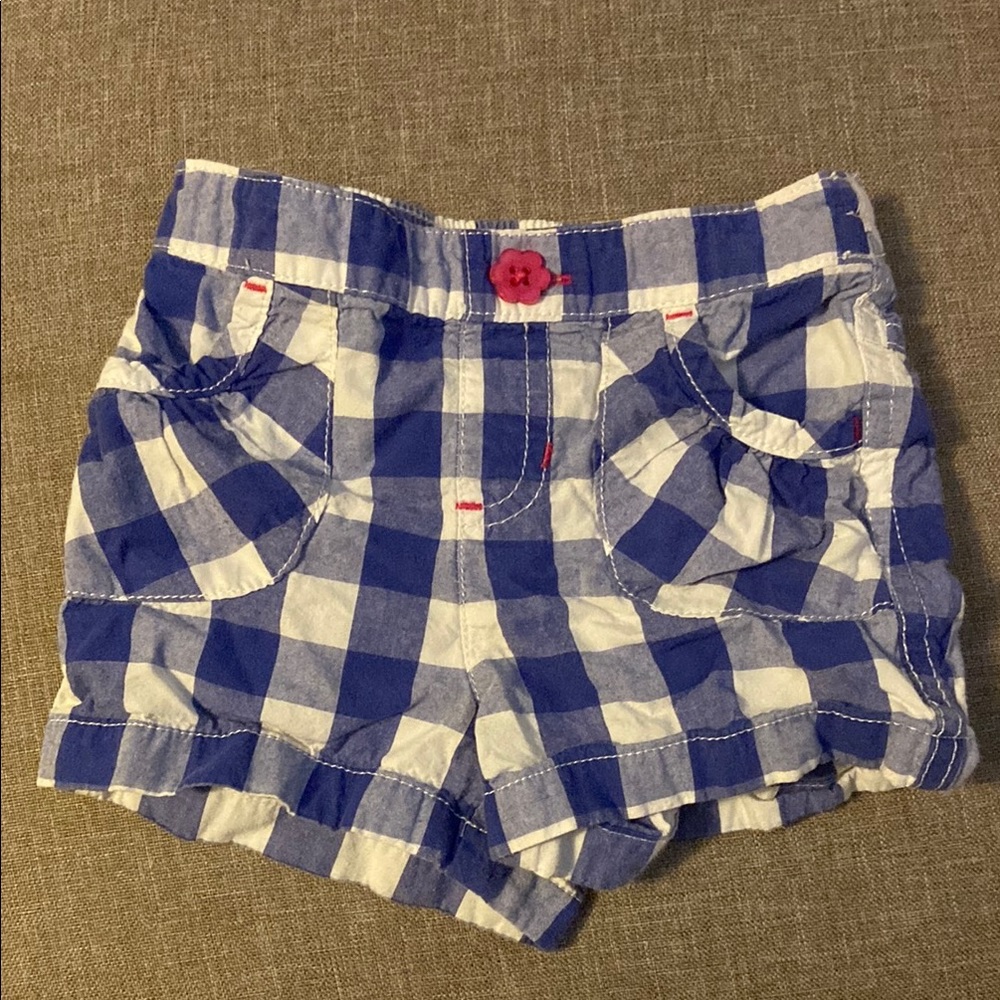 Blue and White Checkered Shorts